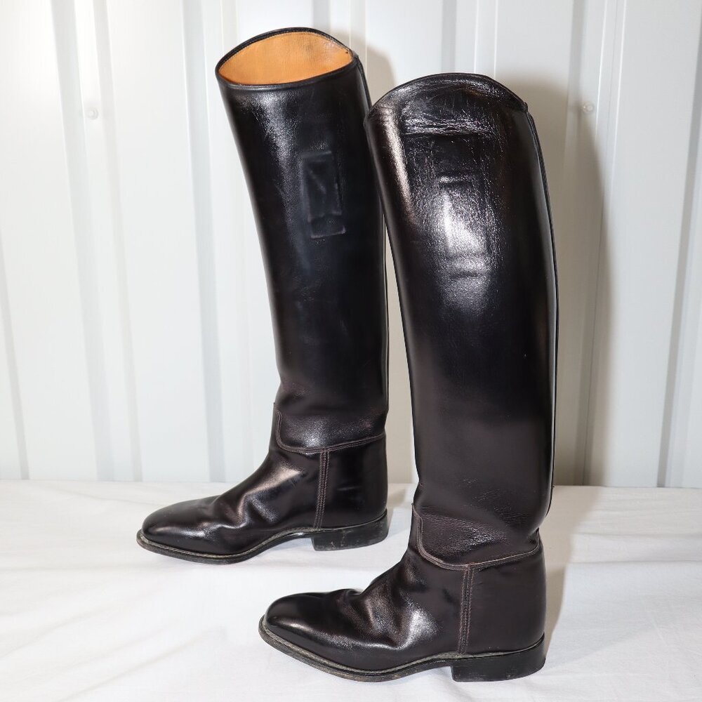 Konigs Equestrian Dressage Show Boots Black Leather Tall Size UK 4 US 6.5